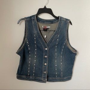 Denim vest with rhinestones